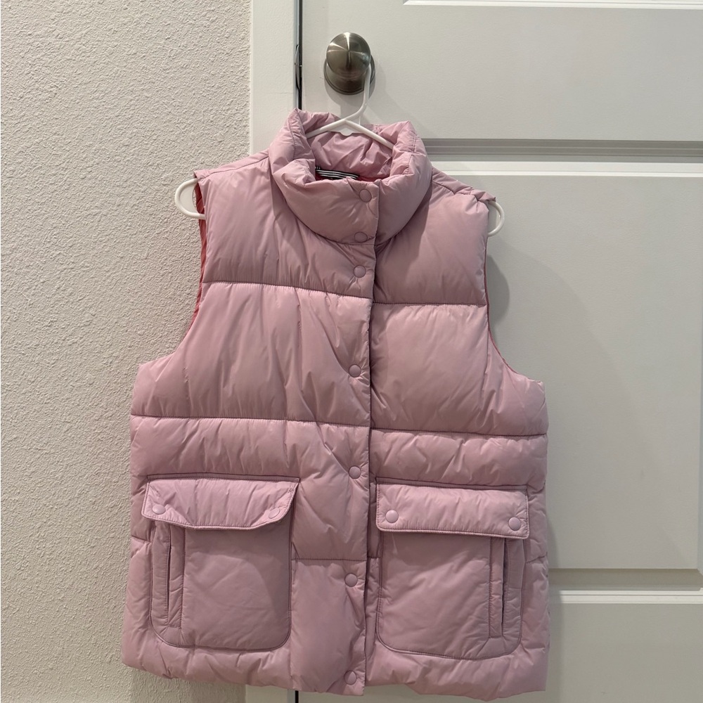 J. Crew Pale Pink Quilted Puffer Vest